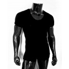 Diepe V-hals T-shirt Zwart